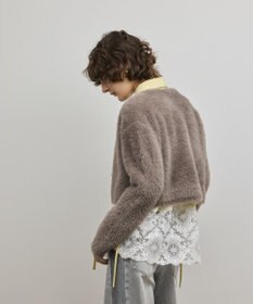 GRACE CONTINENTAL フェザーショートニットカーディガン