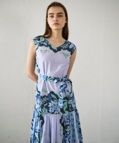 GRACE CONTINENTAL フレームプリントギャザーワンピース