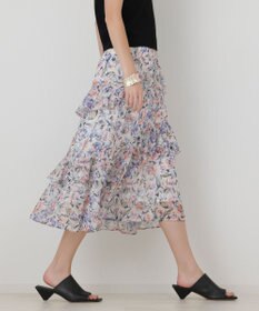 GRACE CONTINENTAL フラワープリントフリルスカート