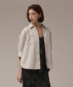 GRACE CONTINENTAL ツイルハーフスリーブシャツ ベージュ