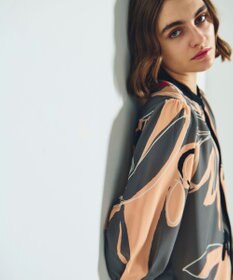 GRACE CONTINENTAL キカラインフラワーワンピース グレー