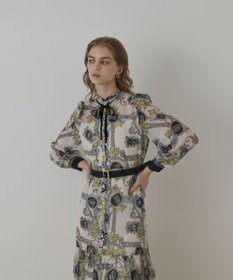GRACE CONTINENTAL オーナメントフラワープリントワンピース