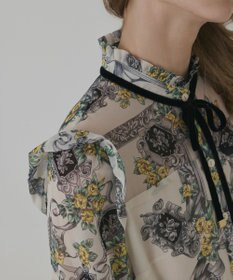 GRACE CONTINENTAL オーナメントフラワープリントワンピース