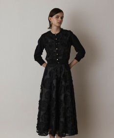 GRACE CONTINENTAL ローズ刺繍ニットカーディガン ブラック