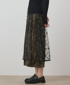 GRACE CONTINENTAL 刺繍レイヤードベロアスカート