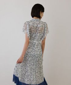 GRACE CONTINENTAL ボウタイプリーツプリントワンピース