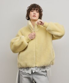 GRACE CONTINENTAL ウールボアスタンドカラージャケット イエロー