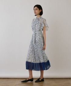 GRACE CONTINENTAL ボウタイプリーツプリントワンピース