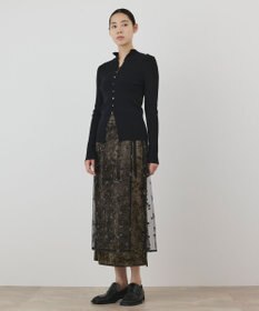 GRACE CONTINENTAL 刺繍レイヤードベロアスカート