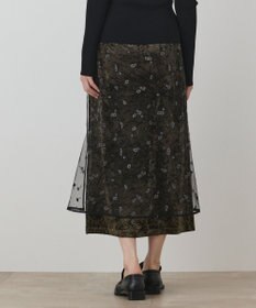 GRACE CONTINENTAL 刺繍レイヤードベロアスカート