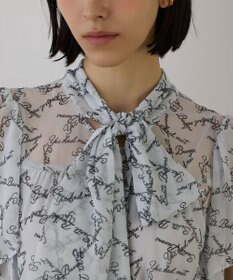 GRACE CONTINENTAL ボウタイプリーツプリントワンピース