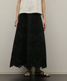 GRACE CONTINENTAL 刺繍スカラップスカート ブラック
