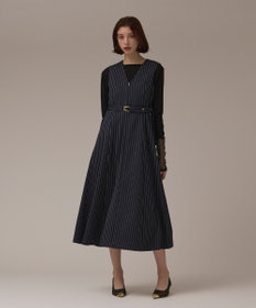 GRACE CONTINENTAL ストライプジャージワンピース ネイビー