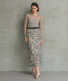 GRACE CONTINENTAL フェザーレオパードスカート ベージュ