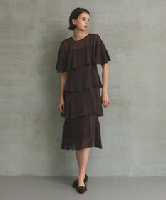GRACE CONTINENTAL シフォンケープドレス ブラウン