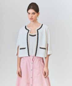 GRACE CONTINENTAL ツイーディーニットカーディガン