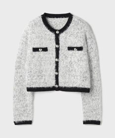 GRACE CONTINENTAL ノーカラーフェザーニットカーディガン