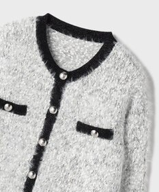 GRACE CONTINENTAL ノーカラーフェザーニットカーディガン