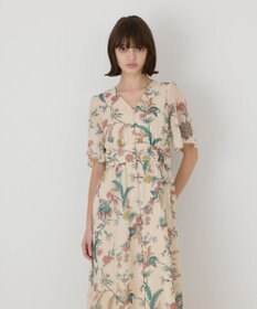 GRACE CONTINENTAL シノワズリプリントワンピース ベージュ