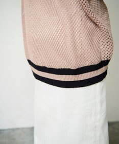 GRACE CONTINENTAL メッシュラインニットフーディ