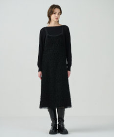 GRACE CONTINENTAL フェザーコンビキャミドレス