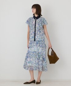 GRACE CONTINENTAL フラワープリントフリルスカート