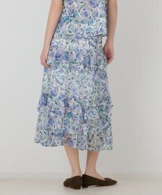 GRACE CONTINENTAL フラワープリントフリルスカート