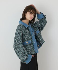 GRACE CONTINENTAL デニムコンビツイードジャケット