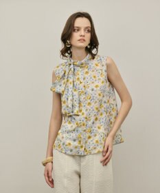 GRACE CONTINENTAL シアーフラワープリントジャガードブラウス