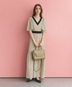 GRACE CONTINENTAL ドットフレアスリーブマキシ ベージュ