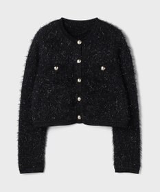 GRACE CONTINENTAL ノーカラーフェザーニットカーディガン