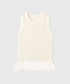 GRACE CONTINENTAL チュールフリンジニットトップ