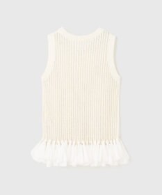 GRACE CONTINENTAL チュールフリンジニットトップ