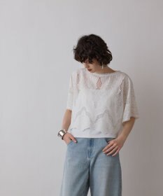 GRACE CONTINENTAL 刺繍ポンチョトップ ホワイト