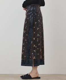 GRACE CONTINENTAL 刺繍レイヤードベロアスカート