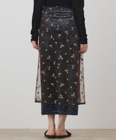 GRACE CONTINENTAL 刺繍レイヤードベロアスカート