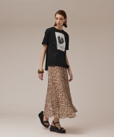 GRACE CONTINENTAL ヒョウ柄ロングプリーツスカート