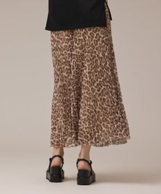 GRACE CONTINENTAL ヒョウ柄ロングプリーツスカート