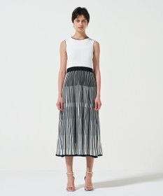 GRACE CONTINENTAL バイカラーシアーニットワンピース ホワイト