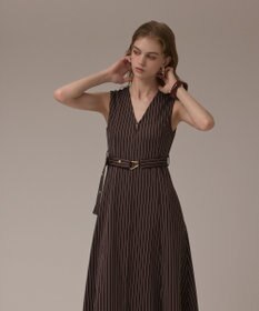 GRACE CONTINENTAL ストライプジャージワンピース ブラウン