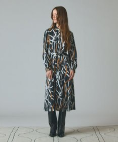 GRACE CONTINENTAL ベルトプリントシャツドレス