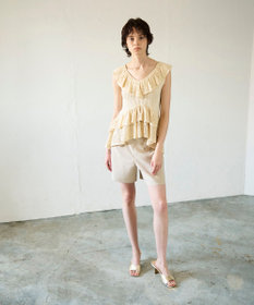 GRACE CONTINENTAL ミックスフリルニットトップ