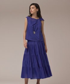 GRACE CONTINENTAL プリーツティアードスカート ブルー