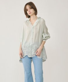 GRACE CONTINENTAL ヘムレースギャザートップ ライトグリーン