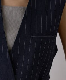 GRACE CONTINENTAL ストライプノーカラージレ