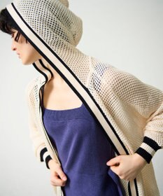 GRACE CONTINENTAL メッシュラインニットフーディ