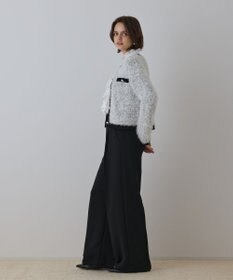 GRACE CONTINENTAL ノーカラーフェザーニットカーディガン