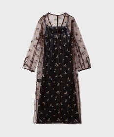 GRACE CONTINENTAL 刺繍レイヤードベロアワンピース