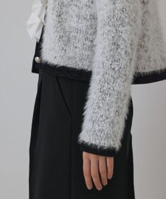 GRACE CONTINENTAL ノーカラーフェザーニットカーディガン
