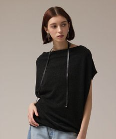 GRACE CONTINENTAL ラメドレープカットトップ ブラック